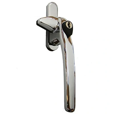 Image of Schlosser Technik Cockspur Window Handle Locking Lock Catch for UPVC (Right Handed, Polished Chrome)