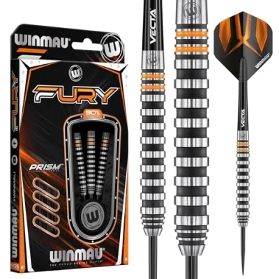 Image of WINMAU Fury 24 Gram Tungsten Darts with Prism Flights and Vecta Shafts (Stems)