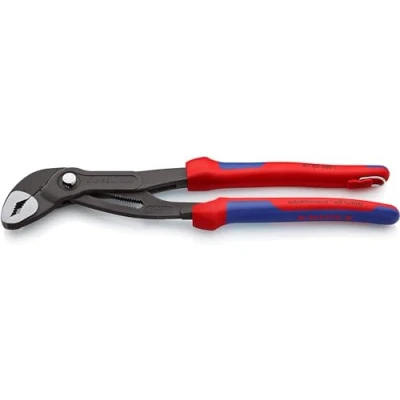 Image of Knipex Cobra® High Tech Water Pump Pliers grey atramentized, with multi component grips, integrated tether attachment point for a tool 300 mm (self service card/blister) 87 02 T BK