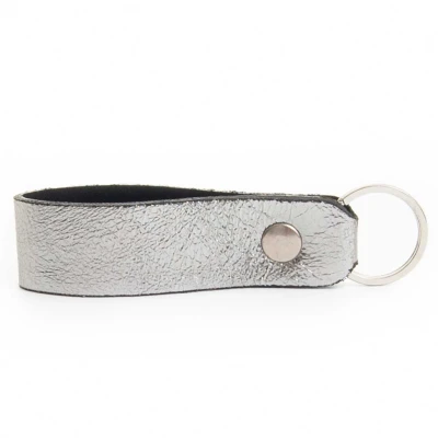 Image of Purapiel Unisex Key Ring Mikeyglam In Silver Leather One Size