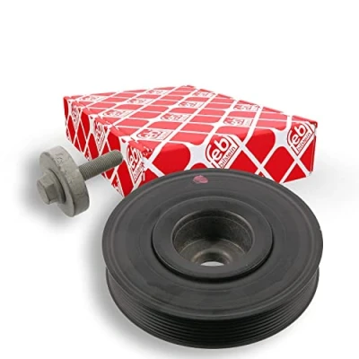 Image of 8200523072, 8200523072S1 Crankshaft Pulley FEBI BILSTEIN 36247 7PK 155mm 6 with screw BMTS Turbo NEW RENAULT: SCENIC 2, LAGUNA 2