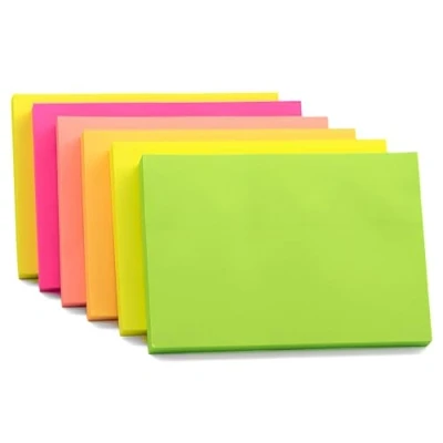 Image of Evergreen Goods Ltd Sticky Notes Bright for Office Home &amp; School Removable Adhesive Memo Pad (6 Pads, Large Rectangular (127mm x 76mm))