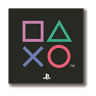 Image of Playstation Square Rug Controller Icons Design Official Sony Product Bedroom Rug, Black, 80 x 80cm