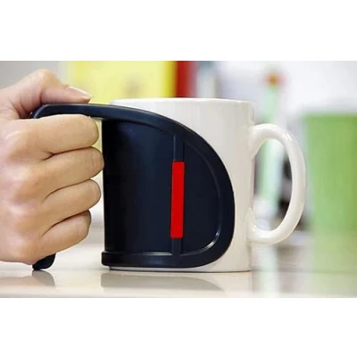 Image of Lifeswonderful Duo Cup &amp; Mug Handle (Red) Provides a Second to Standard Mugs Drinking Aid for The Elderly, Arthritis