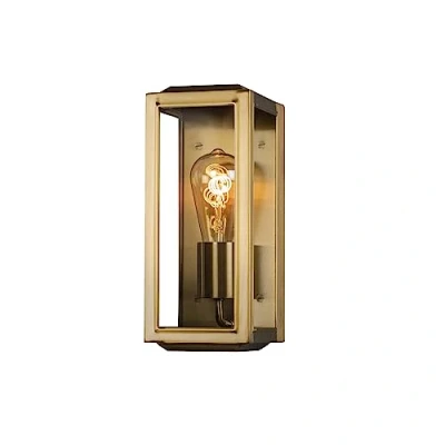 Image of Konstsmide Carpi Outdoor Wall Light Steel/Clear Glass E27 Brass 12.5 cm (L) / 15 (W) 30 (H) 7348 800