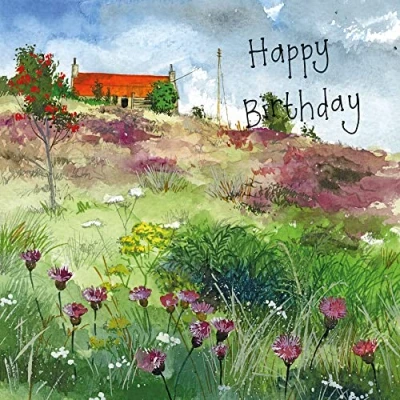 Image of Alex Clark Art Happy Birthday Croft House Meadow Foil Card