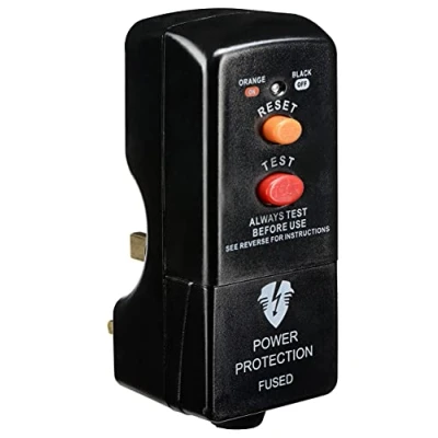 Image of Masterplug Non Latching RCD Safety Adaptor, 112 x 72.3 50.5 mm, Black
