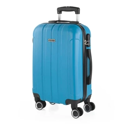 Image of ITACA Rigid Cabin Suitcase Travel Small with Wheels ABS Hand Luggage Case Telescopic Handle Lightweight Combination Lock in 55cm Size, Turquoise