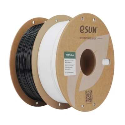 Image of eSUN PETG Filament 1.75mm, High Toughness, 1KG (2.2 LBS) per Spool, 2 Reels Printing Materials for 3D Printers,Black+White