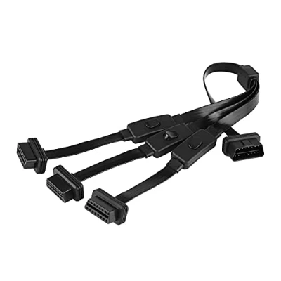 Image of Aramox 16 Pin 1 Male to 3 Female OBD2 Splitter Extension Cable Adapter Connector With ON/OFF Switch Black