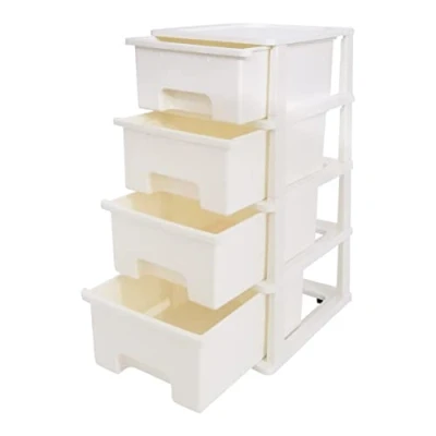 Image of Abbaware Plastic Storage Chest With Wheels, Boxes, Tower, 4 x 17L Drawers, White