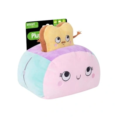Image of YöL Pink/Teal Soft Plush 2 in 1 Toaster Toy Hide And Seek Treat Pet Dog Puppy Squeaker Interactive Stimulating Play