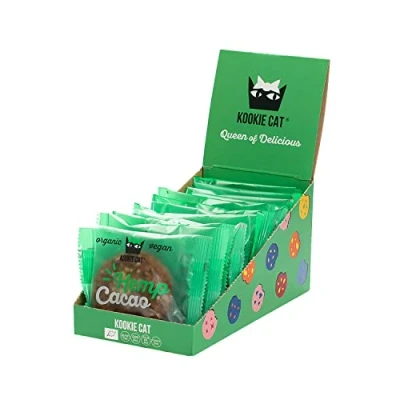 Image of Kookie Cat Hemp Seeds and Cacao, Individually Wrapped Vegan Cookies, Gluten Free, Soy Bio Organic, Cashew &amp; Oat 12 X 50gr Multipack