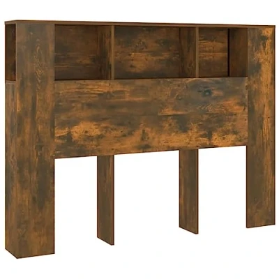 Image of vidaXL Headboard Cabinet Home Bedroom Furniture Accessory Wall Bed Bookcase Backboard Smoked Oak 140x18.5x104.5 cm