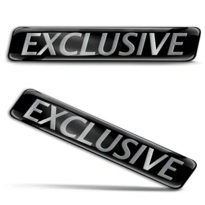 Image of Biomar Labs 2 x 3D Gel Silicone Sticker Exclusive Badge Silver Stickers Car Black Motorcycle Bicycle Window Door Laptop KS 23