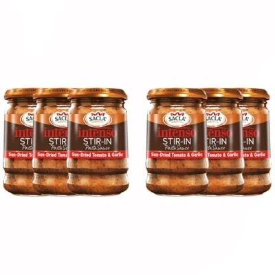 Image of Sacla Intenso Pasta Sauce Vine Ripened Tomato and Garlic Enhancer, Ideal for all Dishes 190g (Pack of 6)