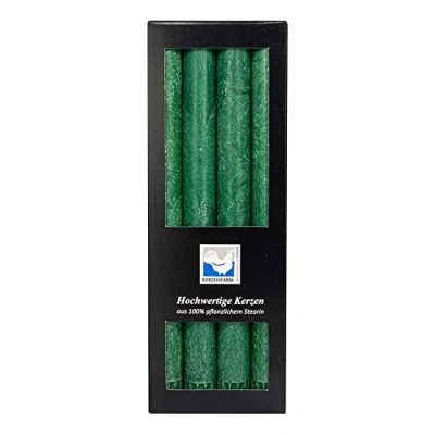 Image of Stearin Candles Dark Green 250 x 22 mm Pack of 4, Organic Candle