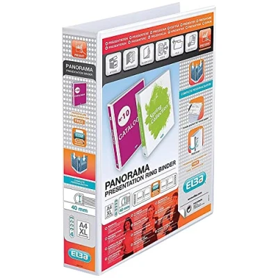 Image of Bantex Elba A4 40mm 4D Ring Presentation Binder White
