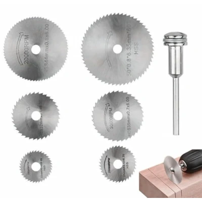 Image of 6Pcs High Speed Steel HSS Saw Disc Wheel Cutting Blades Mini Circular Blade Set Rotary Tools with (3.175mm) 1/8&quot; Extension Rod for Wood Metal DIY Craft