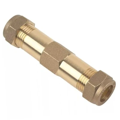 Image of Bag of 2 15mm Brass Compression Repair Coupling (Known as Pipe Fittings/Compression Coupling/Plumbing Fittings/Repair/Coupling Also Available in 22mm)