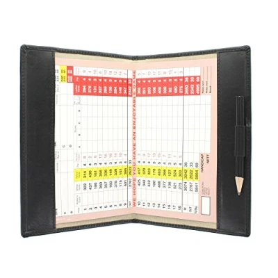 Image of Mala Leather Golf Scorecard Holder UK and EU Scorecards Style 2316d Black