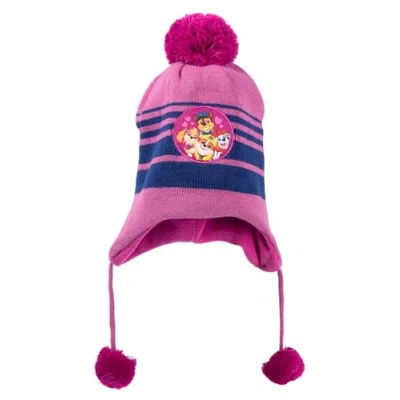 Image of Paw Patrol Knitted hat for Girls Children&#039;s Winter with Bobble Pink/Blue