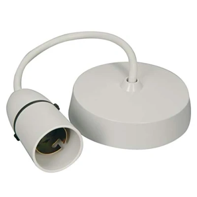 Image of Cambridge Lifestyle 9 inch Ceiling Pendant Kit with Light Bulb Holder Lampholder, White Plastic