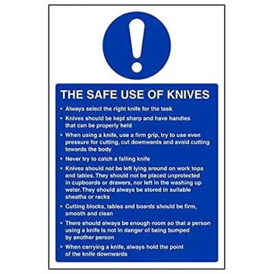 Image of V Safety The Safe Use Of Knives Sign 200mm x 300mm 1mm Rigid Plastic