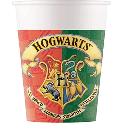 Image of Procos 93506 Party Cups Harry Potter Maximum Capacity 200 ml Pack of 8 Disposable Paper for Children&#039;s Birthday Tableware FSC® Mix
