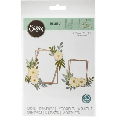 Image of Sizzix Thinlits Die Set 12 Pack 664377 Geo Floral Frame by Lisa Jones, Paper, Multi Colour, One Size
