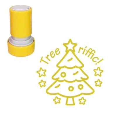 Image of Tree riffic! Christmas Fun Teacher Stamp. 22mm Reinkable, Gold Ink *