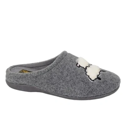 Image of Sleepers Womens Suzie Memory Foam Sheep Mule Slippers Grey 7 UK