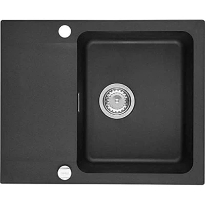 Image of Kitchen Sink Made of Tectonite with A Single Bowl Orion Oid 611 62 Onyx