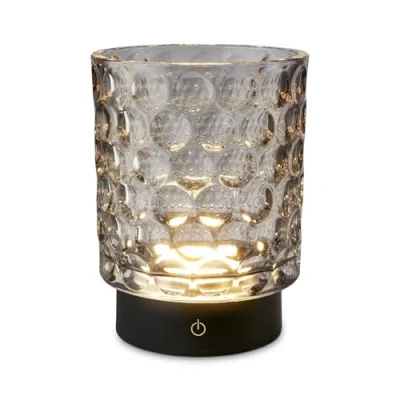 Image of BRILONER LED Table lamp Cordless IP44 with Glass Body, Touch dimmable in Steps, Rechargeable Battery &amp; Light Source Interchangeable, Bedside lamp, Decorative Living Room 15x11 cm, Grey