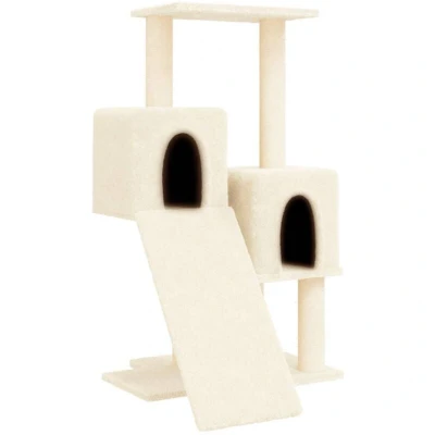 Image of vidaXL Cat Tree with Sisal Scratching Posts Cream 82cm Scratch Tower/Condo Multi Level Platform and Ladder