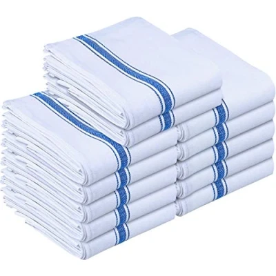 Image of Utopia Towels 12 Pack Dish 100% Cotton (38 x 64 cm) Absorbent Kitchen Towels, Bar Cloth and Tea for Catering, Drying Washing (Blue)