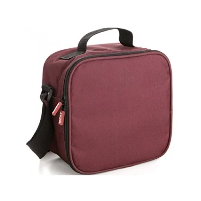Image of Tatay Urban Food Casual Insulated Lunch Bag, 3L Capacity, 4 Plastic Storage Containers (2 x 0.5 L, 2 0.2 L) BPA Free, Burgundy. Measure 22.5 10 22 cm