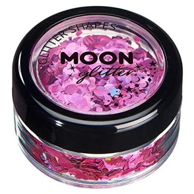 Image of Holographic Glitter Shapes by Moon Pink Cosmetic Festival Makeup for Face, Body, Nails, Hair, Lips 3g