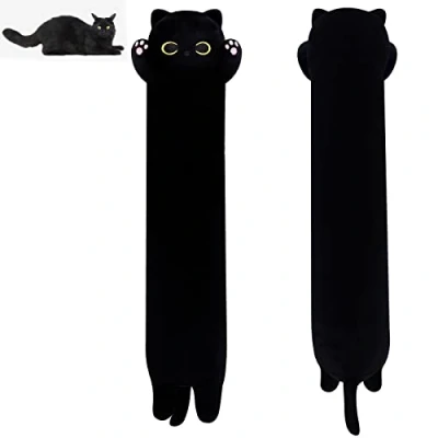 Image of MUFEIRUO Long Cat Plush Body Toy, 50 cm Cute Stuffed Animals Soft Plushie, Black Kawaii Cartoon Toys for Kids Birthday Christmas