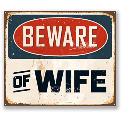 Image of 2 x 10cm Beware of Wife Vinyl Sticker Bike Laptop Car Funny Joke Gift Men #5197 (10cm Wide 8.5cm Tall)