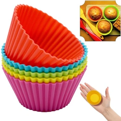Image of 6X Round Silicone Muffin Cases Cupcake Mould Baking for Airfryer Gadgets