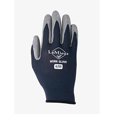 Image of LeMieux Unisex Flexible Work Gloves in Navy with Coated Fingers and Palm Puncture &amp; Abrasion Resistant Comfortable Fit Hand Cover Large