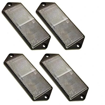 Image of AB Tools Clear Large Rectangular Front White Reflector Pack of 4 Trailer Fence Post TR070