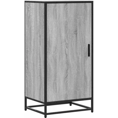 Image of vidaXL Shoe Rack Grey Sonoma Engineered Wood Cabinet with Shelves &amp; Doors Modern Storage Solution for Entryway, Bedroom, or Hallway 48x38x97.5 cm
