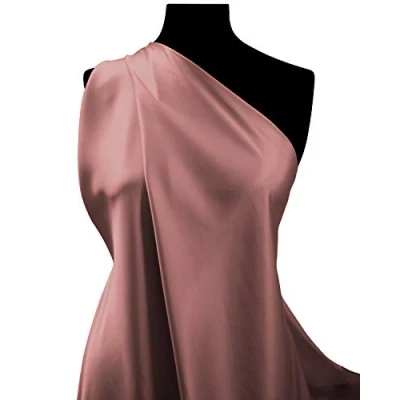 Image of Fabrics King ONLINE Premium Dull Silky Satin Fabric Dress Bridal Fashion Material 60&quot; 150cm Wide Per Metre (Rose Pink, 1 METRE)