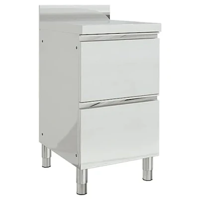 Image of vidaXL Commercial Kitchen Cabinet with Stainless Steel Material, Two Drawer Storage Unit, 10cm Backsplash