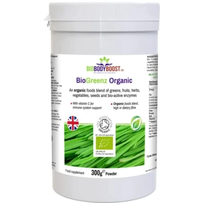 Image of BioGreenz Organic Powder Blend of Greens, Fruits, Herbs, Vegetables, Seeds Bio Active Enzymes High in Dietary Fibre 300 g