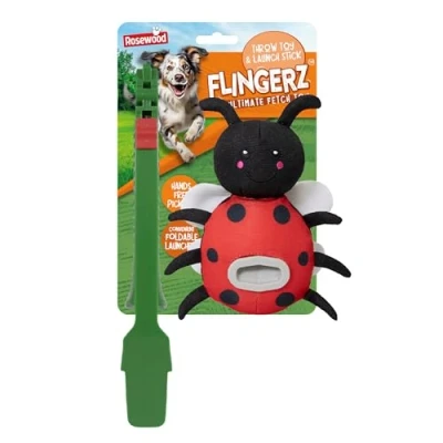 Image of Rosewood Flingerz Ladybird Dog Toy Launcher Interactive Fetch Flinger for Active Dogs, Durable and Entertaining