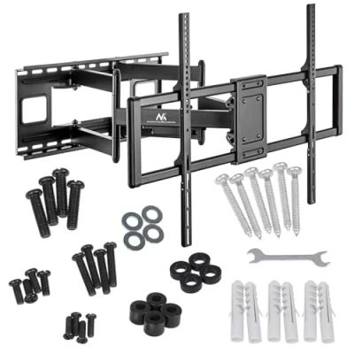 Image of Maclean MC 482 TV Wandhalterung für 60 120&quot; Flach &amp; Curved Fernseher bis zu 120kg Max. VESA 900x600 Schwenkbar, Neigbar und Drehbar, Universal Halterung