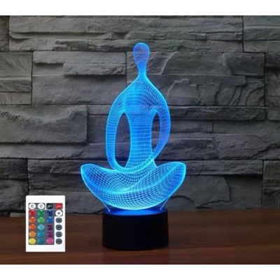 Image of SUPERRUIDALONG 3D Meditation Remote Control 16 Color Night Lights Illusion Acrylic LED Table Bedside Lamp Children Bedroom Desk Decor Birthday Gifts Toy for Kids